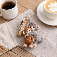 Crochet Monkey Keychain Handmade Keychain with Monkey Figures Cute for Tote Bags