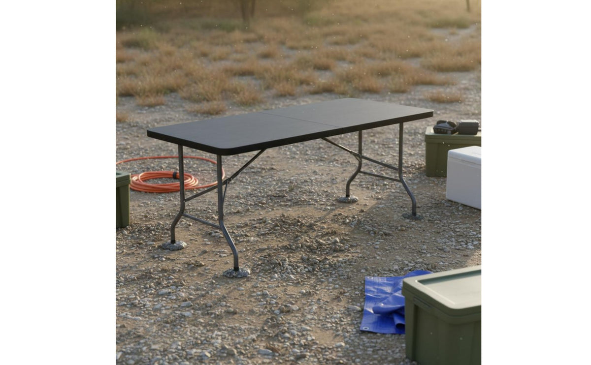 Easy to Carry Folding Plastic Table Space Saving Heavy Duty Plastic Folding Table Quick Setup Household Furniture Weather Resistant for Street Market, Outdoor Events
