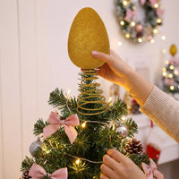 Easter Holiday Tree Finial Top Accent Colorful Stripes Easter Treetop Accent Bright Colors Glitter Striped Egg Ornament for Families, Adults, Xmas, Christmas