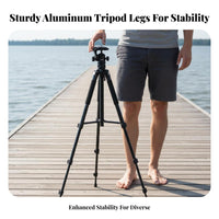 Adjustable Height Camera Tripod Stable Aluminum Alloy Tripod Universal Compatibility Phone Live Broadcast Stand 360° Rotation for Content Creators, Photographers, Outdoor, Vlogging, Recording Recording, Studio