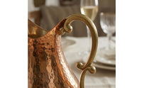Artisanal Decorative Turkish Pitcher Curved Handle Metal Water Pitcher Flared Spout Table Accessory Wide Rounded Body