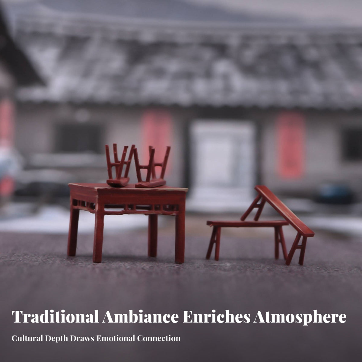 Rectangular Top Fine Detail 1/64 Scale Table and Stool Set Scene Prop 1/64 Scale Furniture Model for Diorama