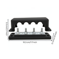 Four-Way Busbar with M8 Posts Insulated Power Distribution Block with Cover Bus Bar with 4 Studs Corrosion-Resistant
