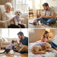 Belly Wrap for Dogs and Cats Post Surgery Vest, Floral Sleeveless Snap Button Pet Belly Protection, Anti Licking Surgery Recovery for Dogs Cats