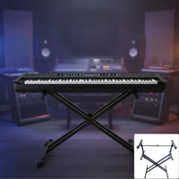 Double Keyboard Stand Sturdy Steel Two-Tier Keyboard Stand Non-Slip Feet Instrument Support for Studio