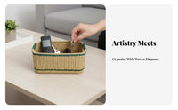 Woven Golden Bloom Tray Multi-Purpose Golden Bloom Print Rectangular Basket