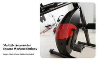 Resistance Multifunctional Exercise Bike Quiet Operation Stationary Bike Sit-up Bench Space Saving All-in-Single Home Workout Machine Adjustable Seat and Backrest for Men, Women