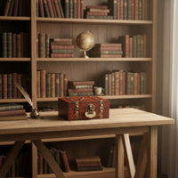 Vintage Wooden Box Decorative Distressed Wood Storage Case Antique Design Treasure Chest Multipurpose Small Trinket Box