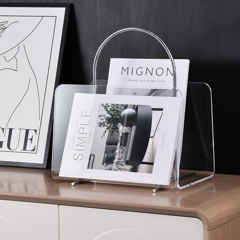 Acrylic Desktop Magazine Rack Bookshelf Storage Organizer