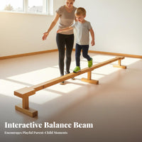 Formaldehyde-Safe Wooden Balance Beam Long-Lasting Thickened Design Kids Balance Beam Natural Timber Wood Single Board Bridge Polished Surface for Children, Preschoolers, Toddlers, Kindergarten, Playroom