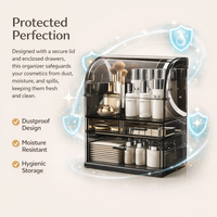 Cosmetic Storage Box Acrylic Organizer with Drawers, Clear with Lid for Makeup Bedroom Vanity and Bathroom Counter Organization, Large Capacity