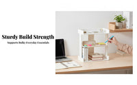 Space-Saving Multitiered Desktop Book Rack Minimalist aesthetic Desk Shelf Simple Assembly Stationery Organizer Large Capacity for Students, Office Workers, Makeup lovers, Study Room, Countertop, Home, Vanity Table