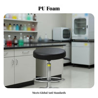Adjustable Height Anti-Static Workstation Stool Easy to Clean Commercial Furniture 360-Degree Swivel Rolling Chair Stable Base for Factory Workers, Professionals, Workstation Oratory, Cleanroom, Workshop, Hospital