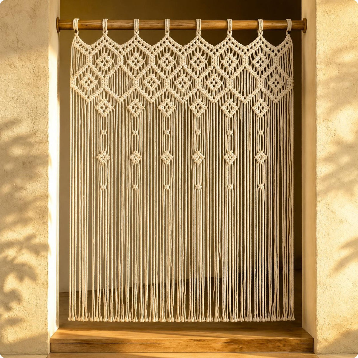 Boho Fringe Curtain Handmade Macrame Door Curtain Easy to Hang for Doorway