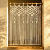 Boho Fringe Curtain Handmade Macrame Door Curtain Easy to Hang for Doorway