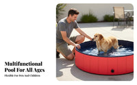 No Inflation Needed Foldable Dog Swimming Pool Multi-Purpose Collapsible Pet Bathing Tub Anti-Slip Bottom Foldable Dog Pool Nonslip for Pets, Dogs, Toddlers, Travel, Indoor, Backyard