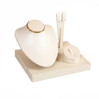 Necklace Earring Display Bust Faux Leather Finish Mannequin Bust Multi-Component Set Rings Display Stand for Countertop