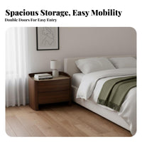 Double-Door Storage Oval Cabinet with casters Italian design Nightstand Space-Saving Bedside Table Multi-Purpose for Apartment Dwellers, Interior Design aficionados, Homeowners, Small Spaces, Dorm Room, Home Office