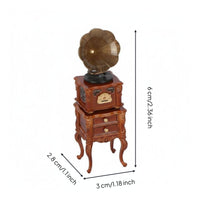 Miniature Gramophone Ornate Details Vintage Gramophone Model Compact Size Vintage Phonograph for Study, Bookshelf