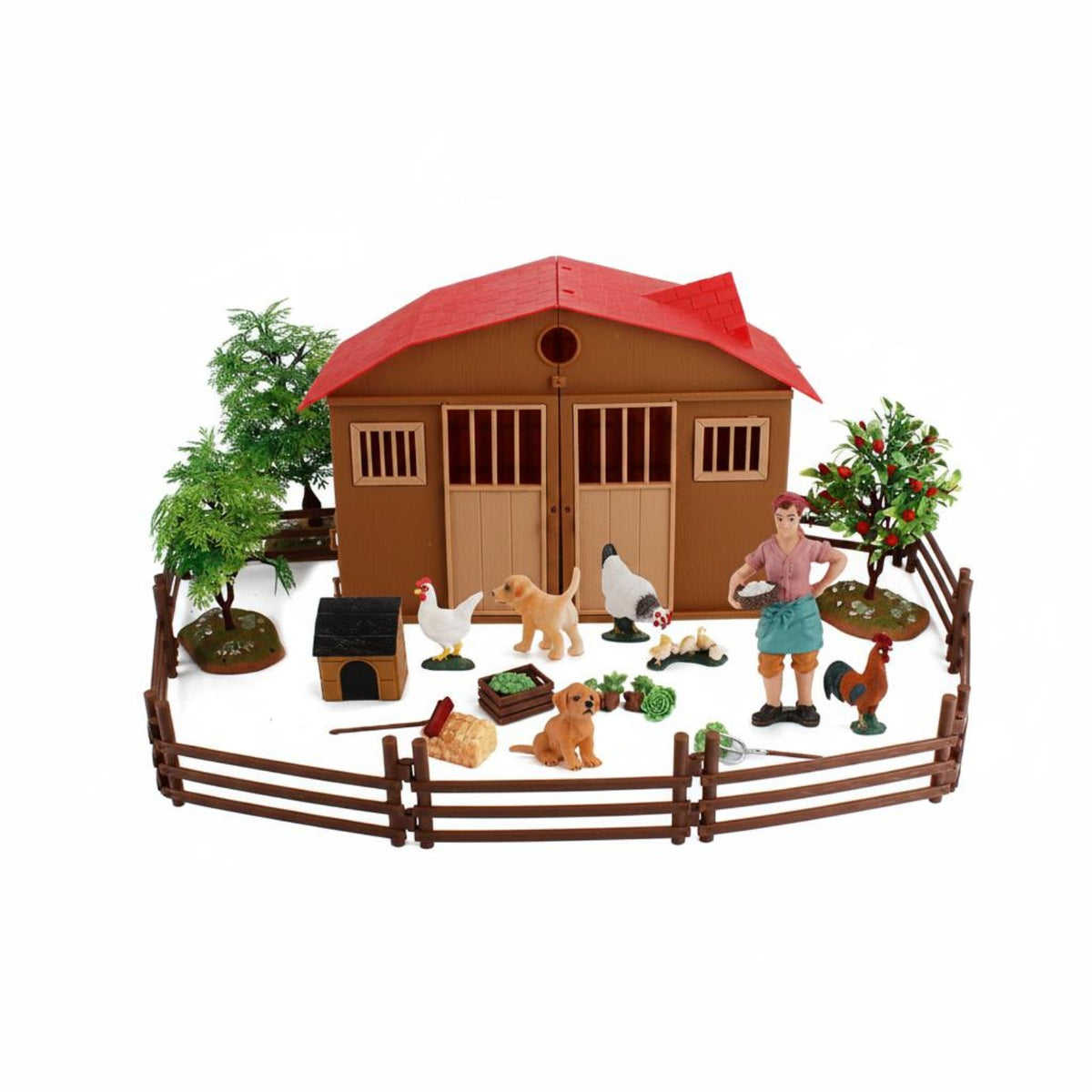 Farm Diorama Set Scene Setup Farm Animal Model Set Display Decoration Barn Animal Playset for Kids, Beginners, Playroom, Classroom