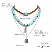 Handmade Turquoise Necklace Women, Boho Western Choker, Turquoise Beads Pendant Necklace for Concert Outfits