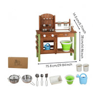 Children's Outdoor-Pretend Kitchen Storage Space Pretend Cooking Area Unit Sink Area for Outdoors