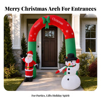 Red and Green Christmas Arch Snowflake Print Inflatable Arch