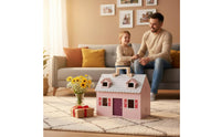 Wooden Dollhouse Accessories  Foldable Dollhouse Playset Water-Based Paint Pretend Play Toy for Girls, Young Children, Playroom, Bedroom