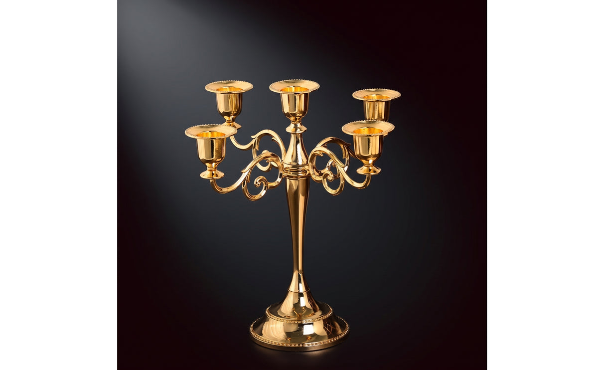 Decorative 5-Arm Candelabra Ornate 5-Arm Candle Holder Elegant Candelabra with Scroll Arms Vintage for Wedding Planners, Home Decorators, Dining Tables, Living Rooms