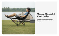 Adjustable Backrest Reclining Moon Chair with Leg Rest Foldable Design Folding Lounger with Footrest No Assembly Required Camping Recliner Lightweight for Beachand Goers, Spectators, Restping, Backyard, Picnic, Fishing