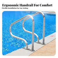 Swimming Pool Handrail Rust Resistant Stainless Steel Pool Rail Heavy Duty Deck Mount Handrail for Swimmers, Children, Poolside, Water Park, Spa