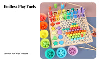 Fine Movement Skills Development Wooden Clip Bead Game Hand-Eye Coordination Chopstick Training Toy Early Education for Preschoolers