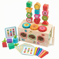 Wooden Shape Sorter with Gears Hands-in Shape Sorting Toy Box Hands-on Learning Wooden Sorting Toy for Daycare