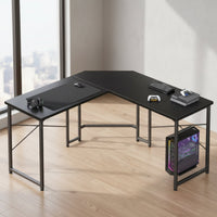 Space Saving Design L-Shaped Gaming Desk Ample Workspace Corner Computer Desk Spacious Desktop L-Form Computer Table Sturdy Metal Frame for Gamers, Students, Bedroom