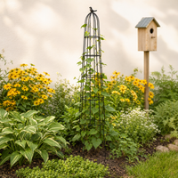 Iron Garden Trellis for Climbing Plants, 111-140cm Plant Supports, Ornate Trellis for Roses, Vines, & Runner Beans, 3 Pieces
