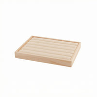 Grooved Jewelry Tray Wood-Look Jewelry Display Tray Accessory Storage Padded Shallow