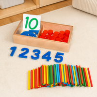 Math Toy Wooden Material for Children 3-6 Years, Number Learning Toy with Counting Sticks, Educational Wooden Toy for Learning to Calculate