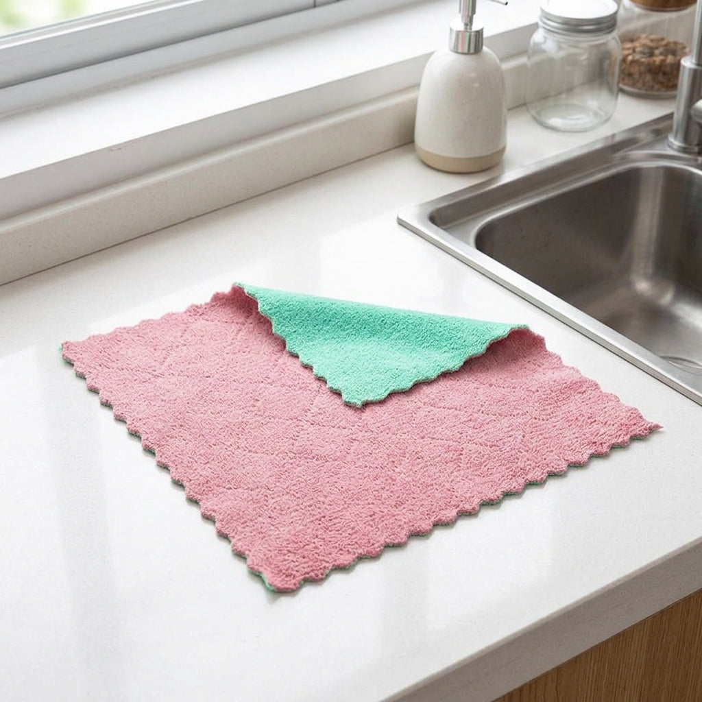 Fish-Scale Microfibre Cloth for Glass and Dishes, High Absorbency Microfibre Cloth, Cleaning Cloths for Kitchen and Polished Surfaces