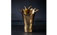 Decorative Vase Gold-Toned Vase Shiny Tabletop flower pot for Home Decor, Living Room, Coffee Table