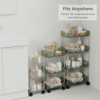 Multi-layer PET Desktop Storage Rack with Wheels for Cosmetics and Sundries
