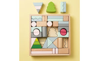Building Blocks with Wooden Storage Tray Tabletop Wooden Building Blocks Stacking Toy Classic Geometric for Toddlers, Playroom