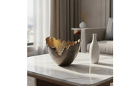 Hammered Decorative Bowl Lustrous Centerpiece Bowl Extended Boat-Shaped Tray Multipurpose for Dining Table