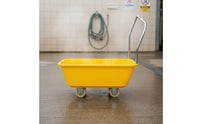 Large Capacity 4 Wheel Feed Wagon Plastic Hopper Wagon Leak Proof Farm Equipment Single-Piece Molding for Livestock Breeders, Farmers, Stable, Warehouse, Garden