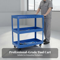 Rolling Workshop Cart Multi-Functional Portable Workstation Trolley Easy Mobility 3-Tier Tool Cart for Technicians, DIY Enthusiasts, Auto Repair Shop
