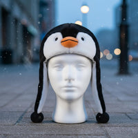 Warm Penguin Earflap Hat Cute Design Penguin Hat Windproof Creature Character Hood Ear Protection for Women, Teens, Cycling, Outdoor, Cold Weather