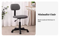 Space-Saving Design Armless Low-Back Task Chair Adjustable Height Desk Seat Ergonomic Office Furniture 360-Degree Swivel for Students, Adults, Teenagers, Small Areas, Study Room, Bedroom
