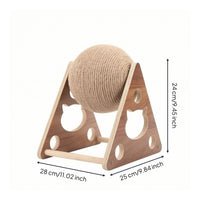 Rope-Wrapped Cat Scratching Ball Triangular Scratcher with Wooden Frame Sturdy Cat Scratcher Toy Interactive for Cats, Kittens, Living Room, Apartment