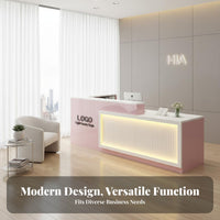Modern Reception Desk Cable Management Hole Modern Checkout Counter Sturdy Construction Company Front Desk for Receptionists, Shopkeepers, Restaurant