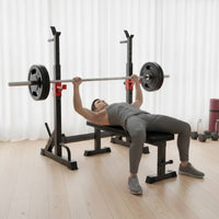 2 Pieces Squat Stand with Adjustable Hooks Freestanding Barbell Rack Heavy-Duty Sturdy for Home Gym Owners