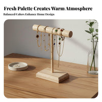 Natural Wood Hair Tie Organizer Accessible Design Horizontal-Bar Bracelet Holder Multi-Functional for Women, Boutique Owners, Dresser Top